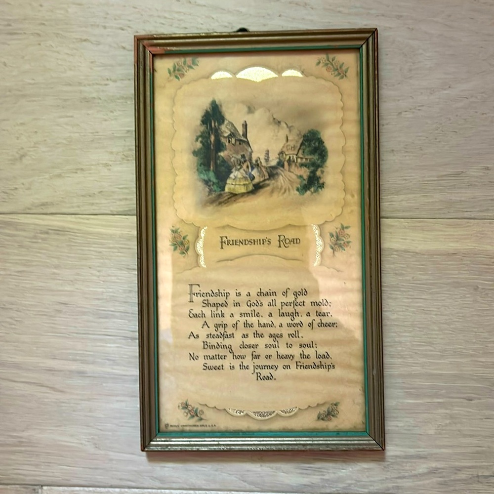 Antique (1935) The buzza company craftacres framed print. “Friendship’s Road”